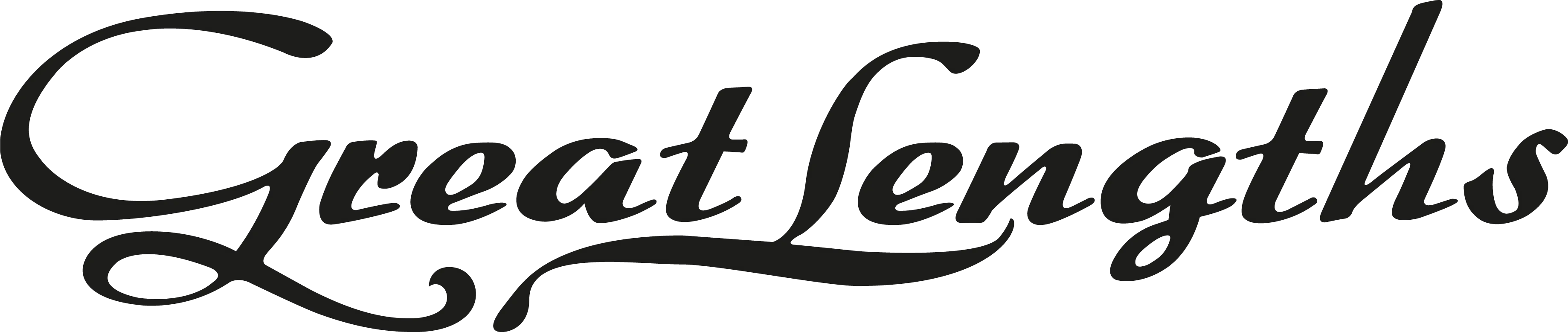 Schriftzug „Great Lengths“ als Logo in schwarzer Kalligrafie auf Weiß