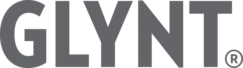 Graues GYN-Logo auf weißem Hintergrund, Markenzeichen in Großbuchstaben