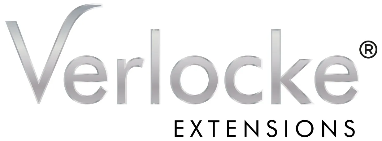 Verlocke Extensions Logo in Silber mit Schriftzug auf weißem Hintergrund